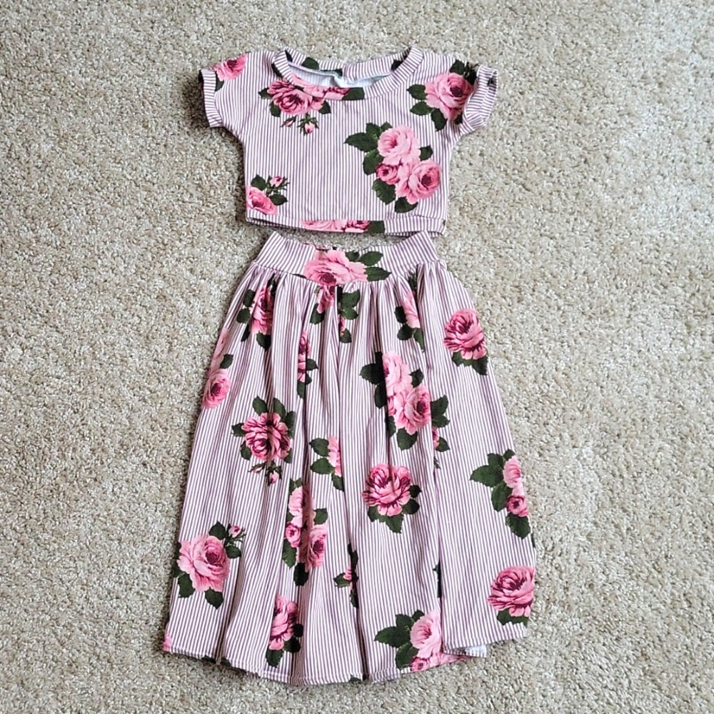 Crop top maxi shirt set